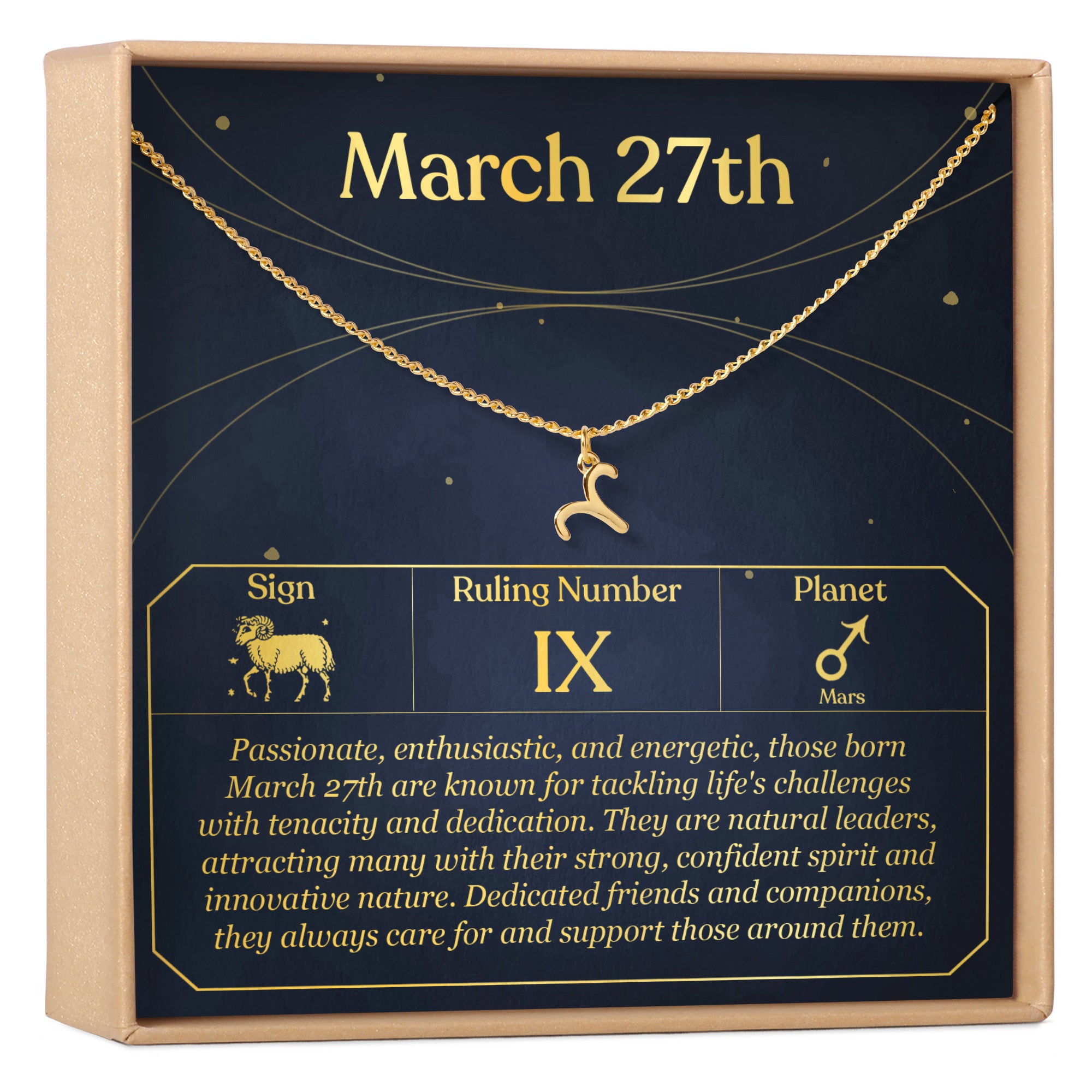 March 27th Necklace Present for Birthday, Celebration, Gift for Her, Aries - Dear Ava